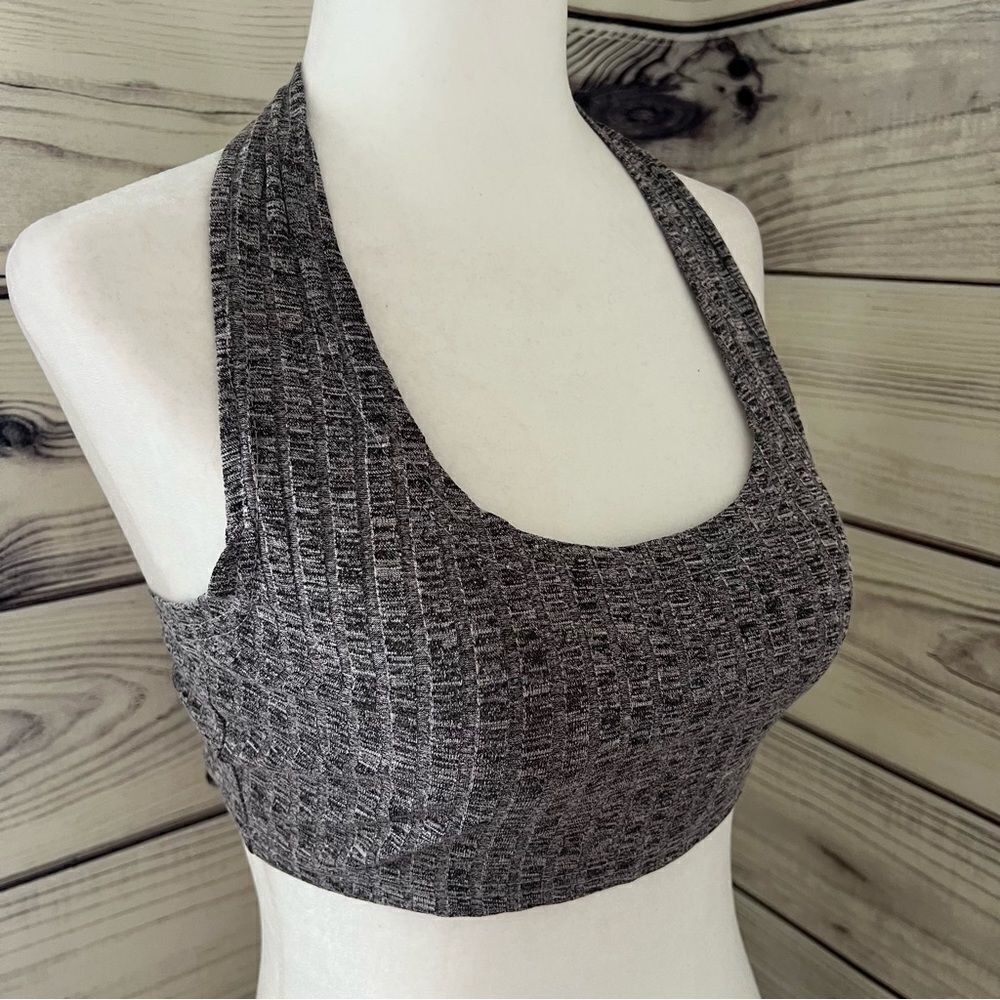 Grey Heather Tie Back Halter Crop Top